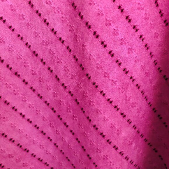 DEMOCRAY WOMEN'S TOP PULLOVER CREW NECK DOBLE RUFLE CAP SLEEVE PURPLE PERFORATED - Picture 6 of 6